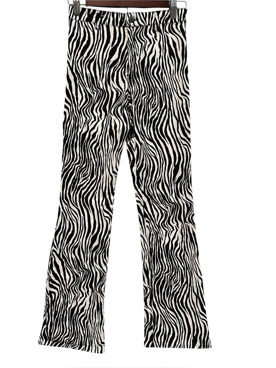 Motel Rocks Pants - MOTEL Rocks Zoven Trouser Dark Brown and Cream Straight Leg Pants Size X Small